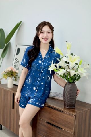 Pijama Lụa latin mềm mại Satino TNQN - Midnight Dark Blue