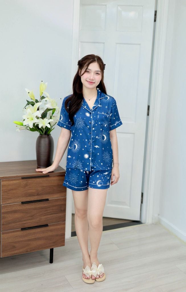 Pijama Lụa latin mềm mại Satino TNQN - Midnight Dark Blue