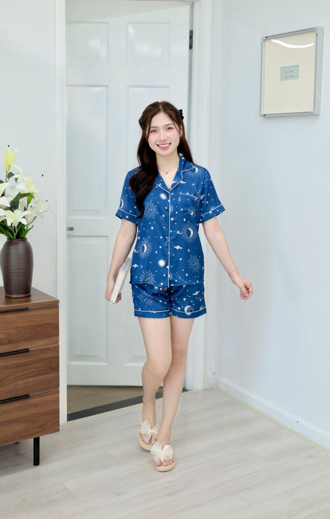 Pijama Lụa latin mềm mại Satino TNQN - Midnight Dark Blue