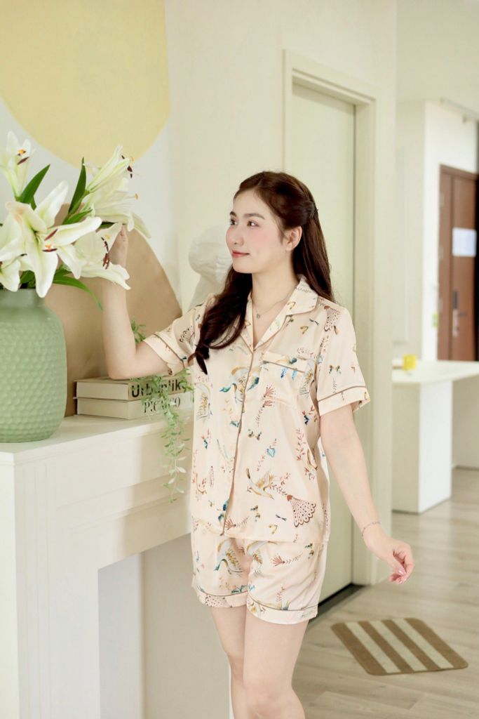 Pijama Lụa latin mềm mại Satino TNQN - Peacock Nude