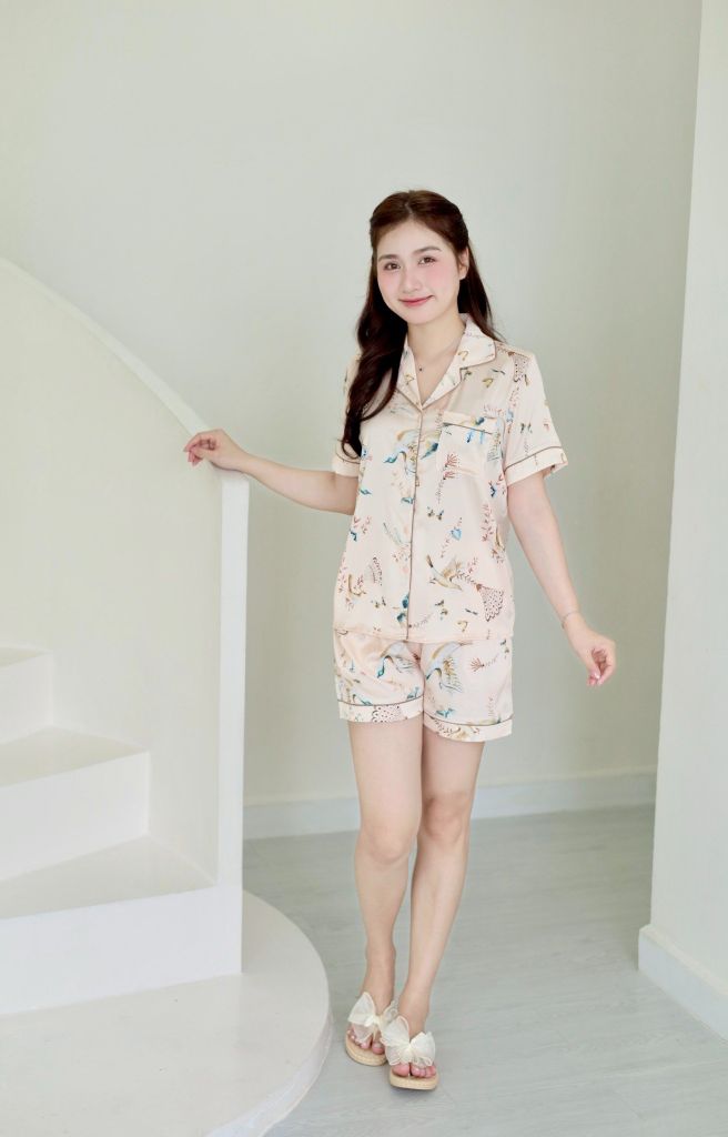 Pijama Lụa latin mềm mại Satino TNQN - Peacock Nude