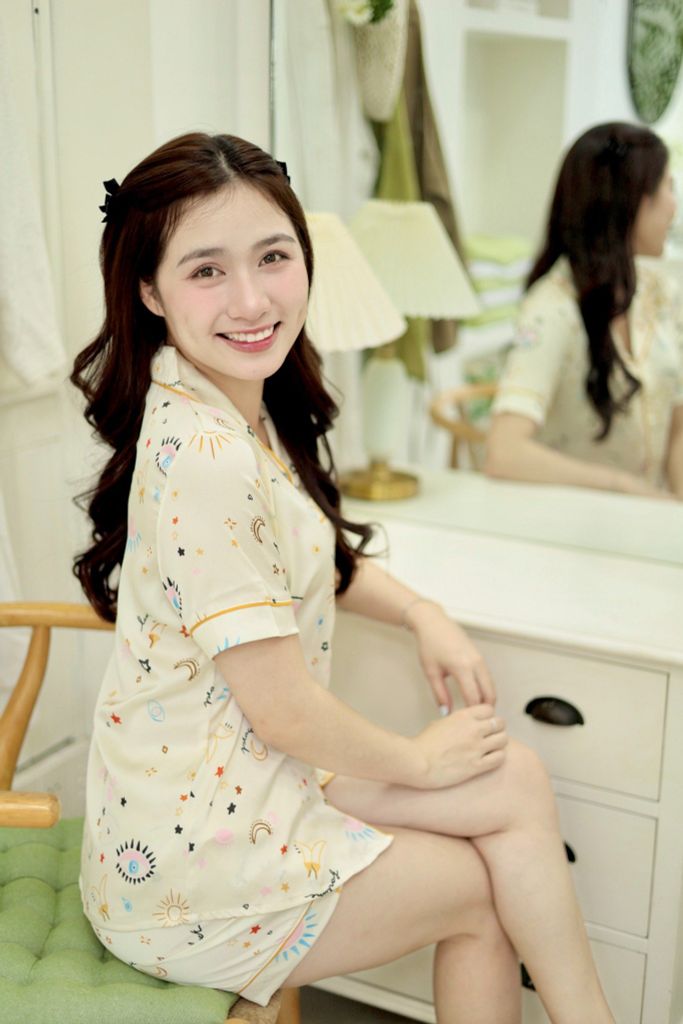 Pijama lụa Latin TNQN - Lucky Cream