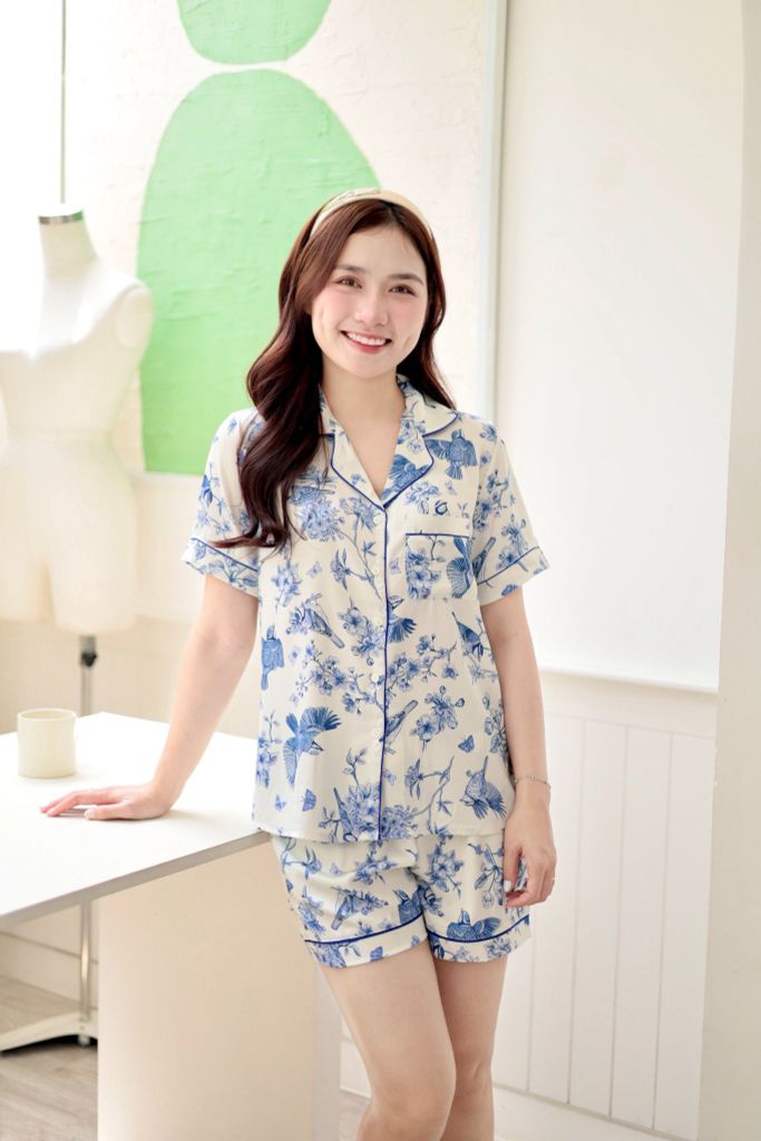 Pijama lụa Latin TNQN - Sparrow Ivory