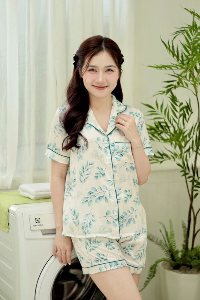 Pijama lụa Latin TNQN - Fiore Ivory