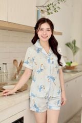 Pijama lụa Latin TNQN - Toco Light Blue