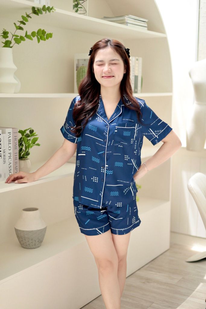 Pijama lụa Latin TNQN - Leni Dark Blue