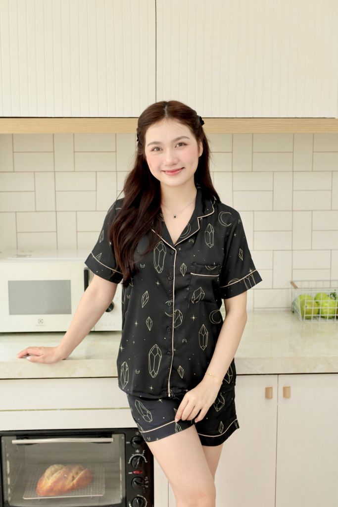 Pijama lụa Latin TNQN - Crystal Black
