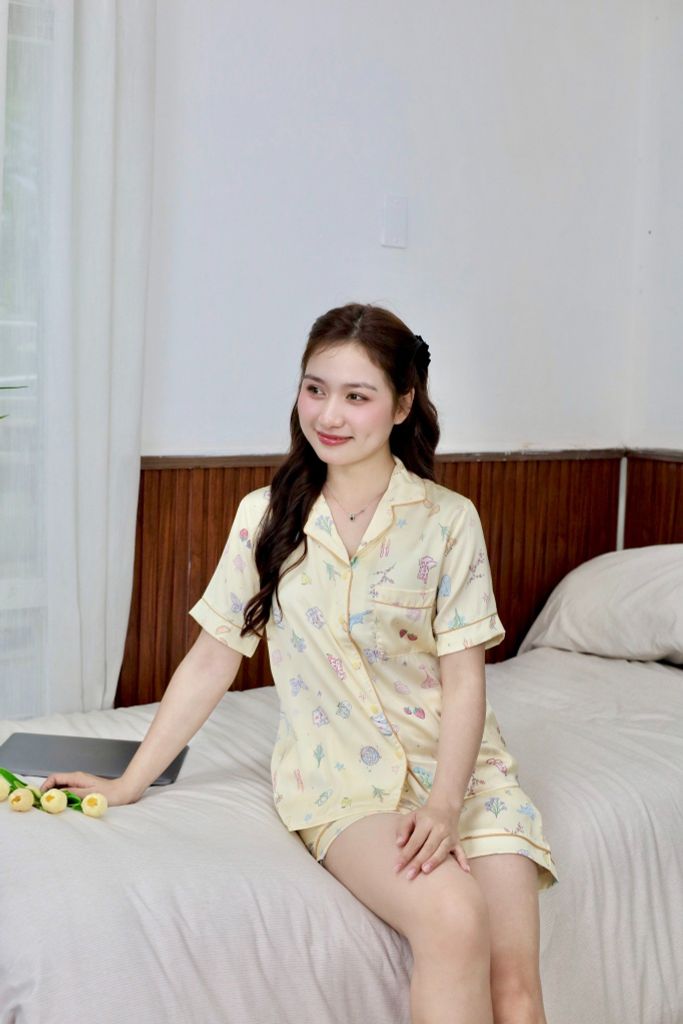 Pijama Lụa Latin Satino TNQN - Playful Lemon