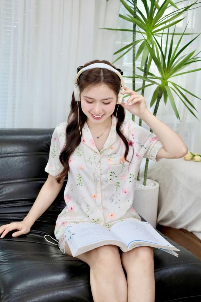 Pijama Lụa Latin Satino TNQN - Floral Ivory