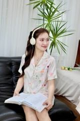 Pijama Lụa Latin Satino TNQN - Floral Ivory