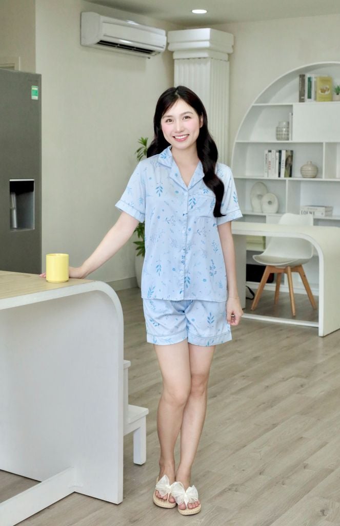 Pijama lụa Latin TNQN - Willow Blue Gray
