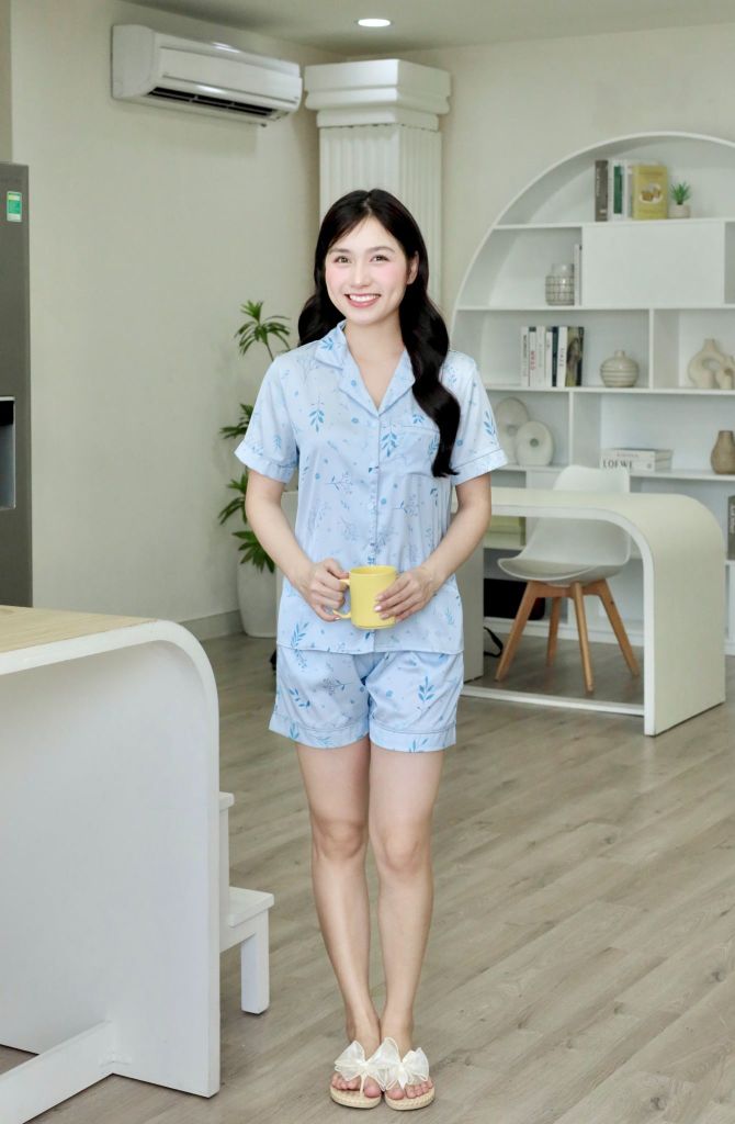 Pijama lụa Latin TNQN - Willow Blue Gray
