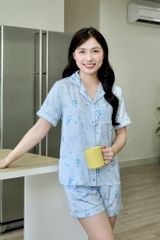 Pijama lụa Latin TNQN - Willow Blue Gray