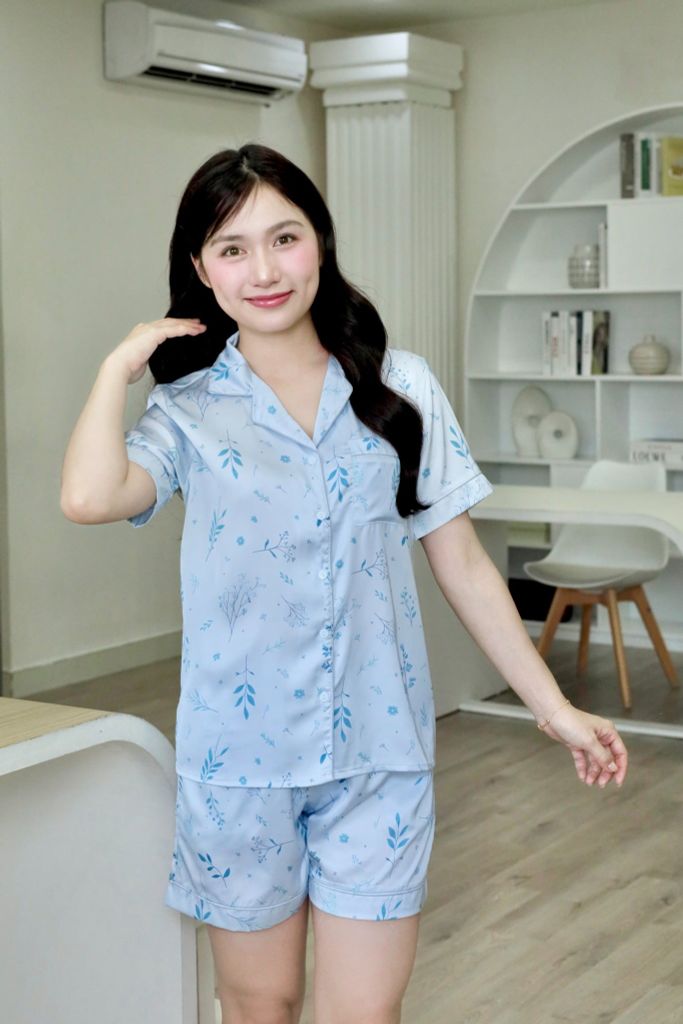 Pijama lụa Latin TNQN - Willow Blue Gray