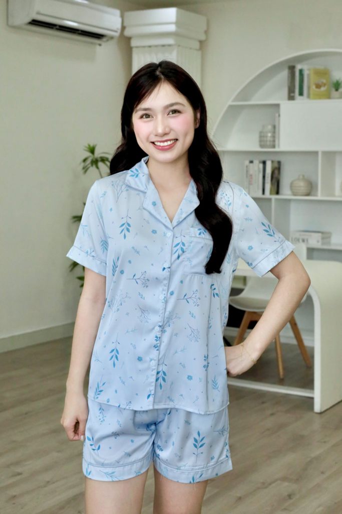 Pijama lụa Latin TNQN - Willow Blue Gray
