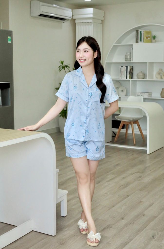 Pijama lụa Latin TNQN - Willow Blue Gray