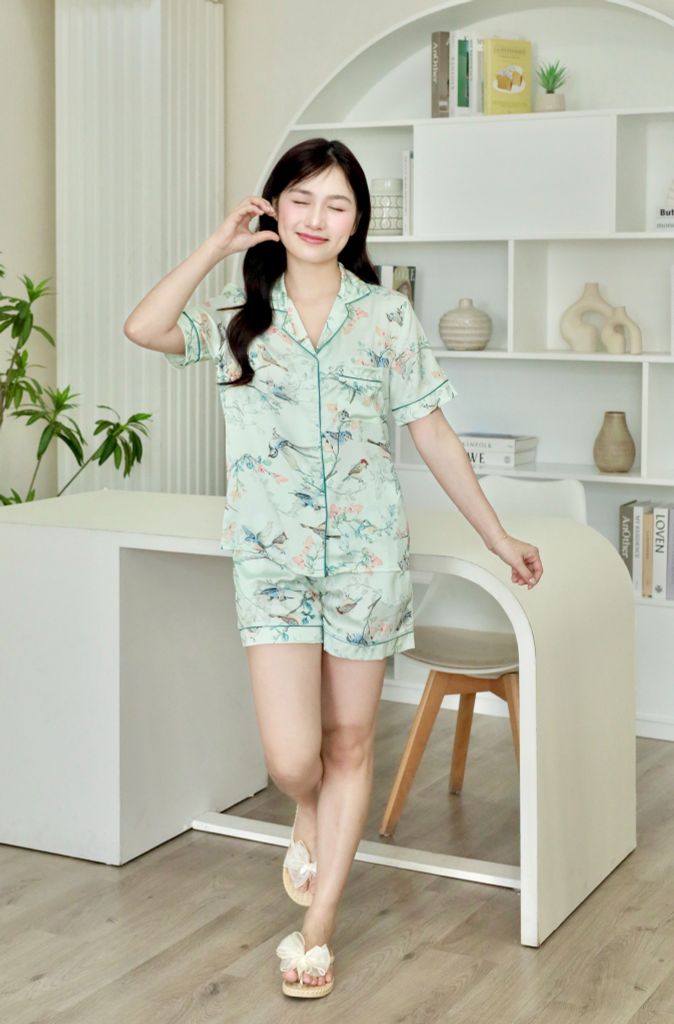 Pijama Lụa Latin TNQN - Swallow Mint