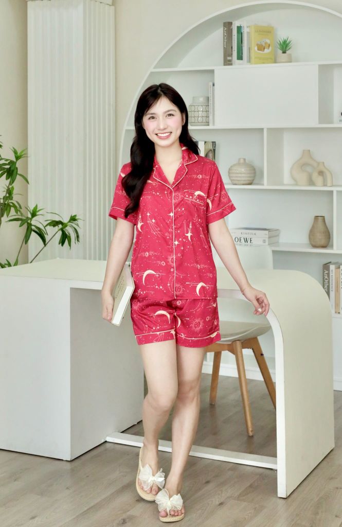 Pijama Lụa Latin TNQN - Stardust Red