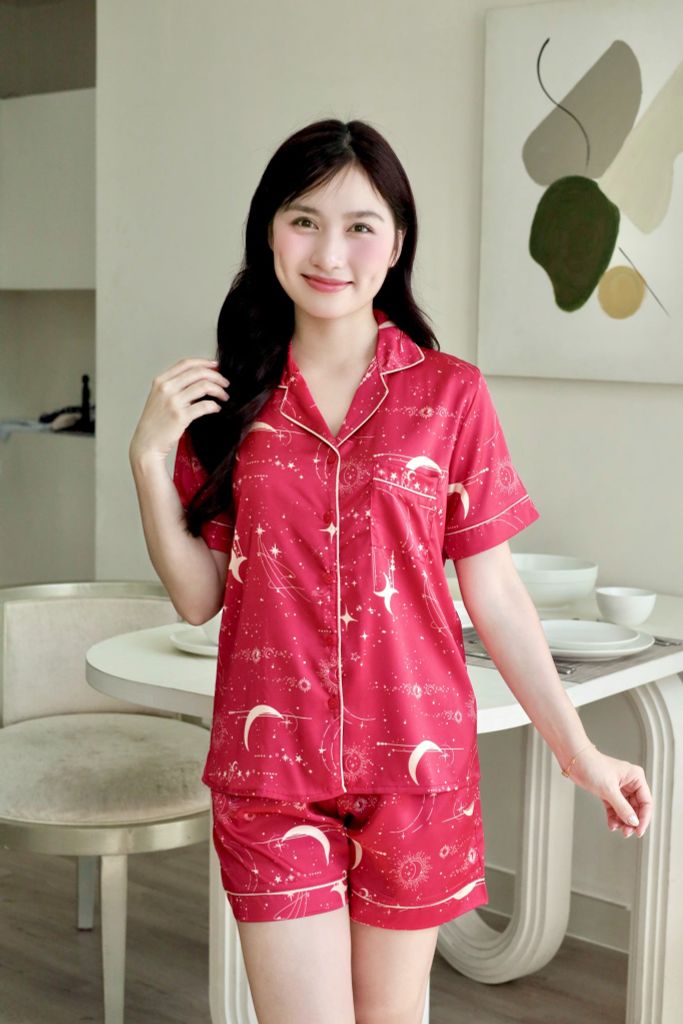 Pijama Lụa Latin TNQN - Stardust Red