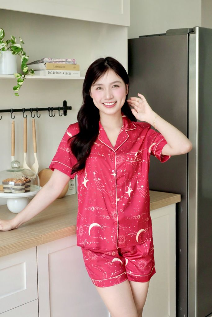 Pijama Lụa Latin TNQN - Stardust Red