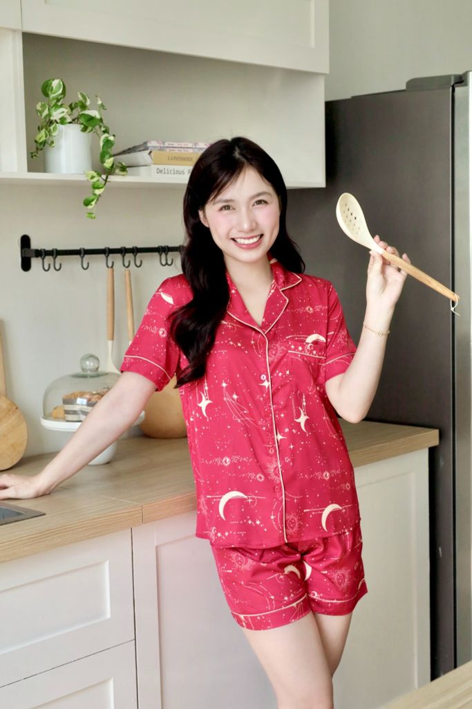 Pijama Lụa Latin TNQN - Stardust Red