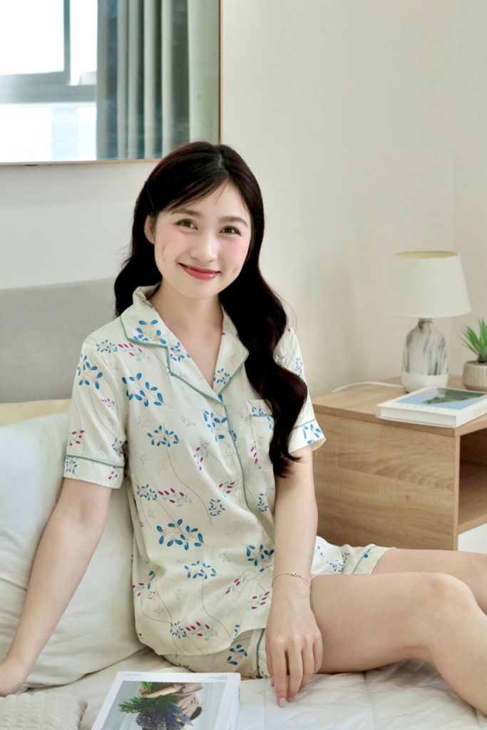 Pijama Lụa Latin TNQN - Vine Ivory