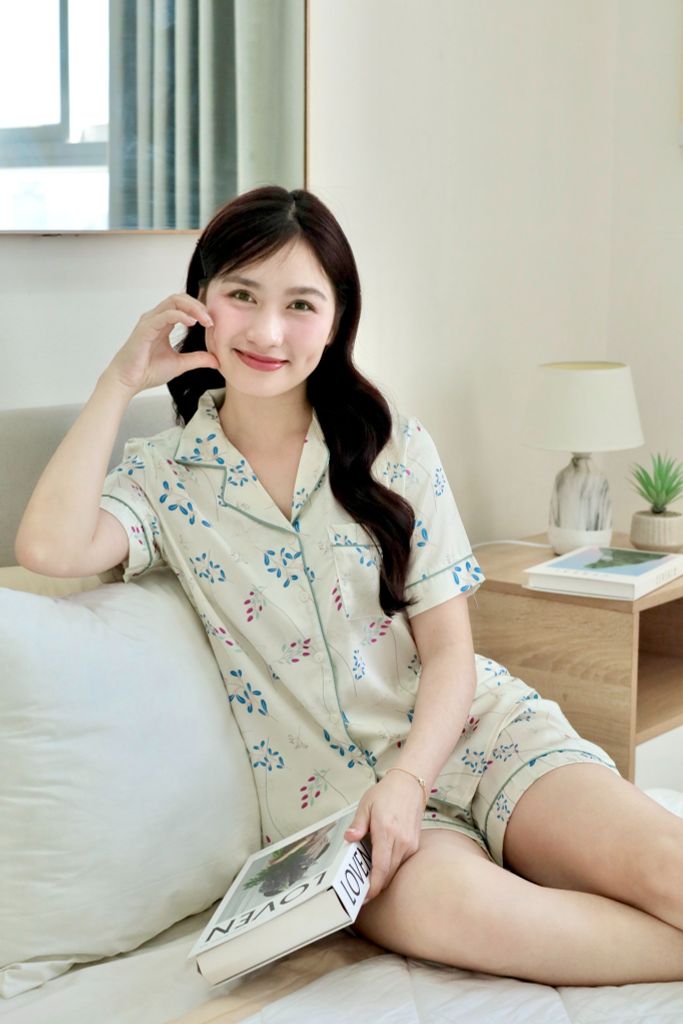 Pijama Lụa Latin TNQN - Vine Ivory