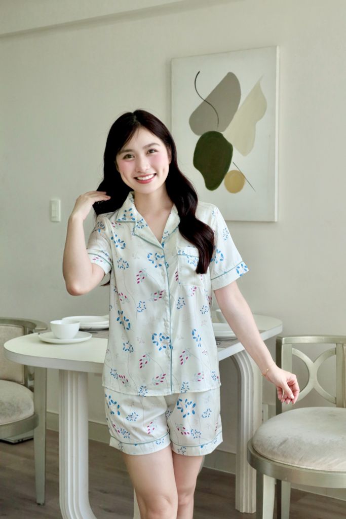 Pijama Lụa Latin TNQN - Vine Ivory