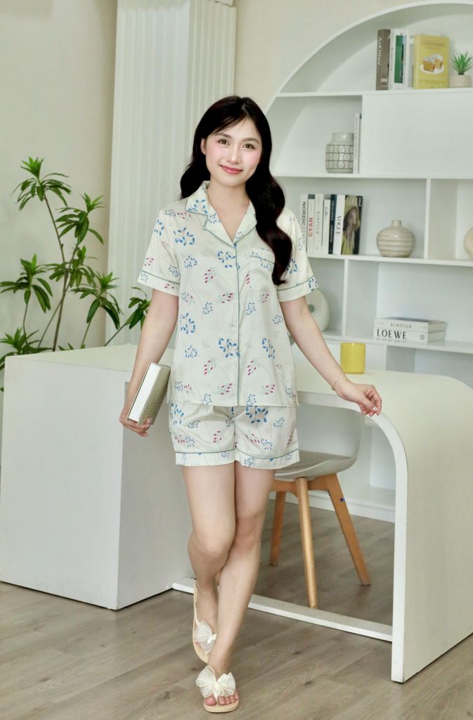 Pijama Lụa Latin TNQN - Vine Ivory