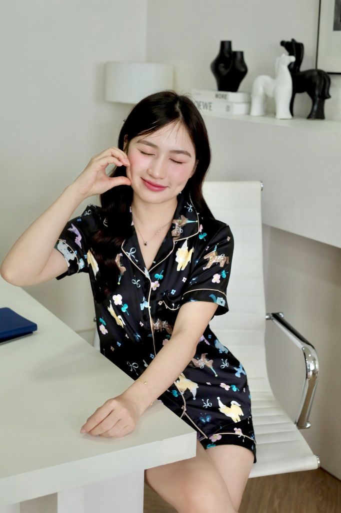 Pijama Lụa Latin TNQN - Aurora Black