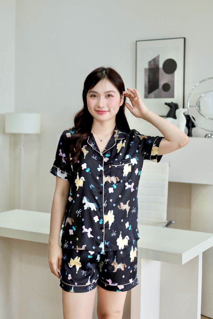 Pijama Lụa Latin TNQN - Aurora Black