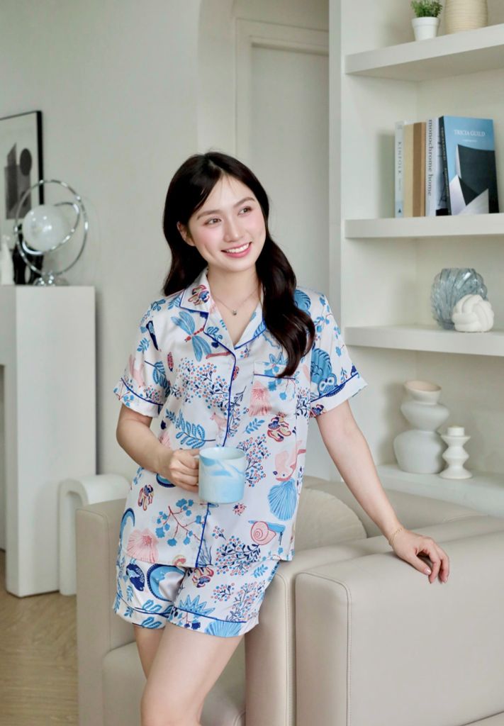 Pijama Lụa Latin TNQN - Meadow White