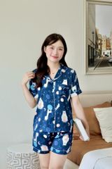 Pijama Lụa Latin TNQN - Orbit Dark Blue