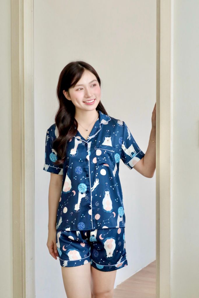 Pijama Lụa Latin TNQN - Orbit Dark Blue