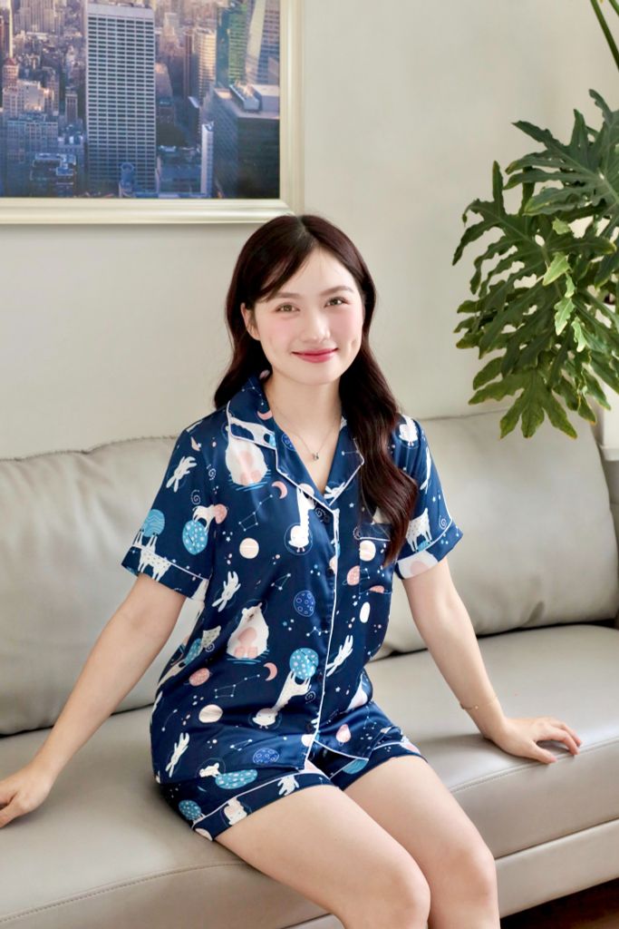 Pijama Lụa Latin TNQN - Orbit Dark Blue