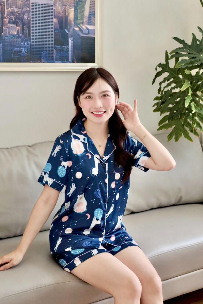 Pijama Lụa Latin TNQN - Orbit Dark Blue