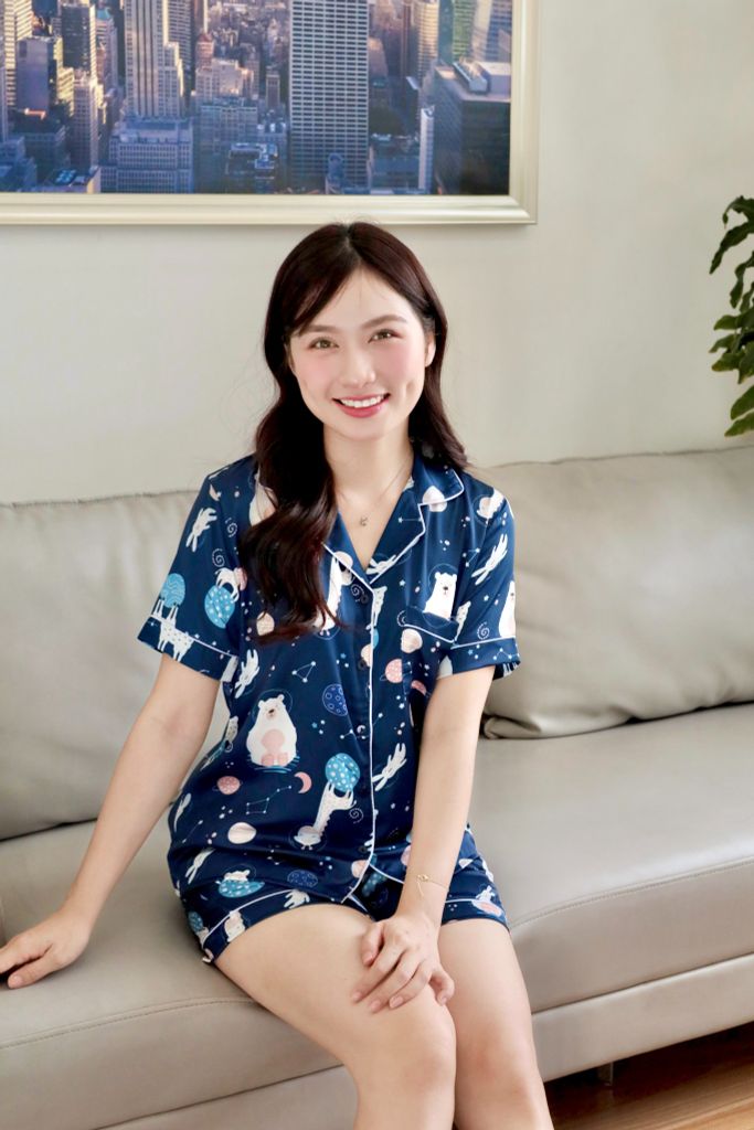 Pijama Lụa Latin TNQN - Orbit Dark Blue