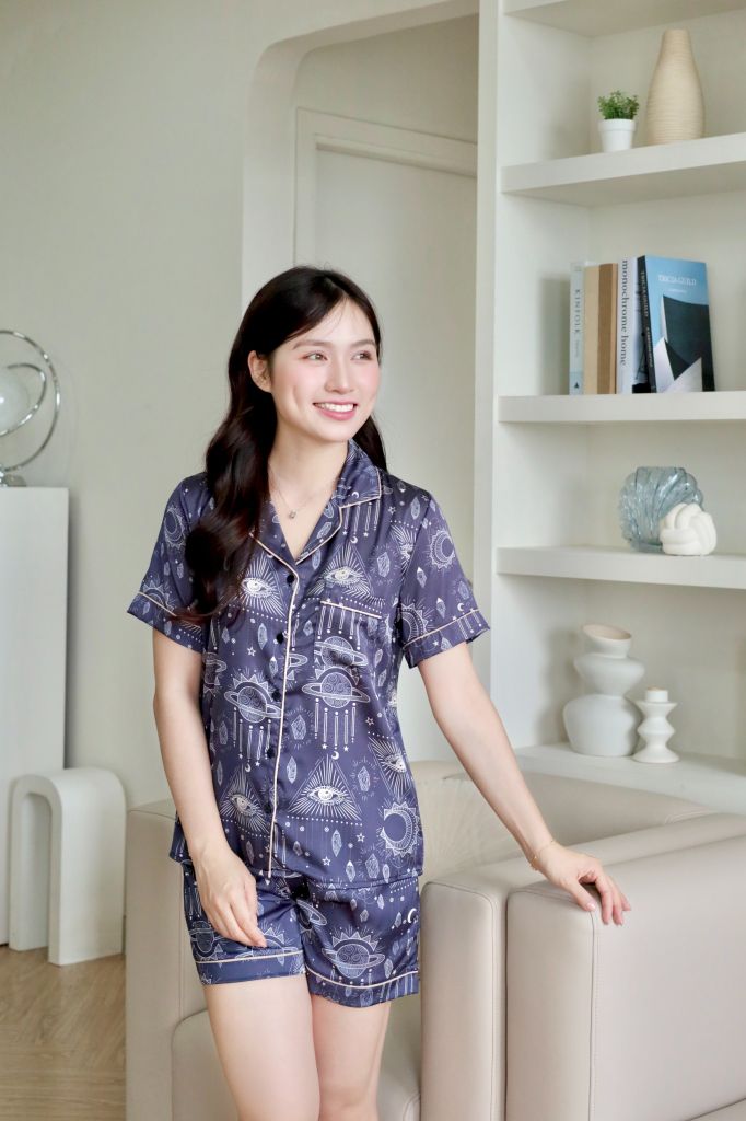 Pijama Lụa Latin TNQN - Mystic Dark Gray