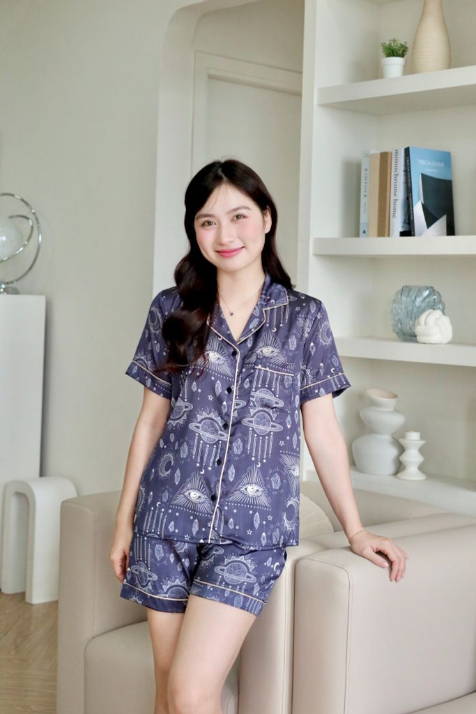Pijama Lụa Latin TNQN - Mystic Dark Gray