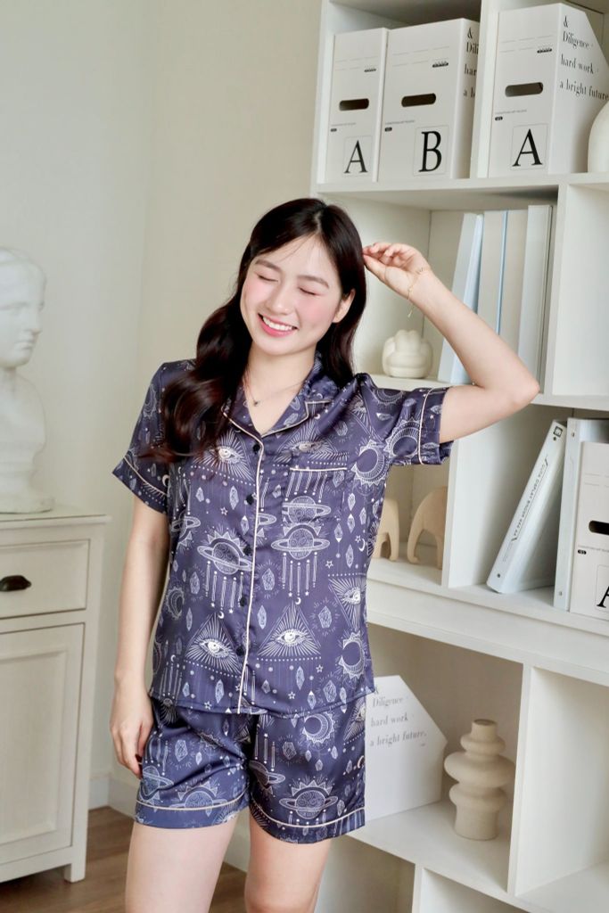 Pijama Lụa Latin TNQN - Mystic Dark Gray