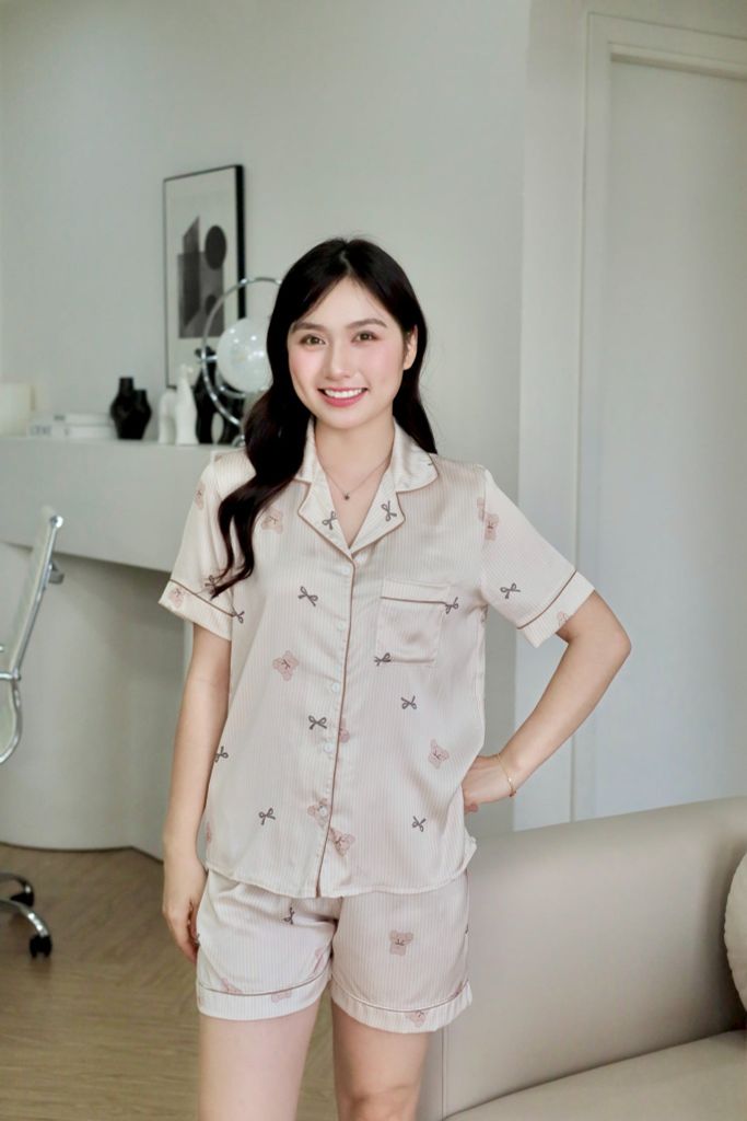 Pijama Lụa Latin TNQN - Cuddle Beige