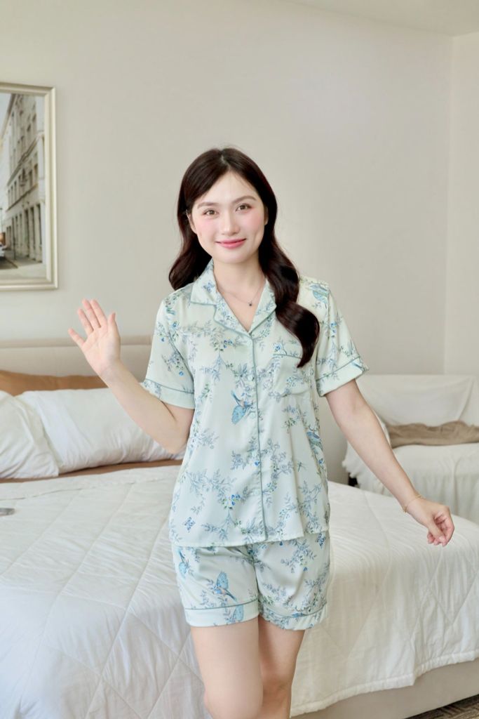 Pijama Lụa Latin TNQN - Feather Olive