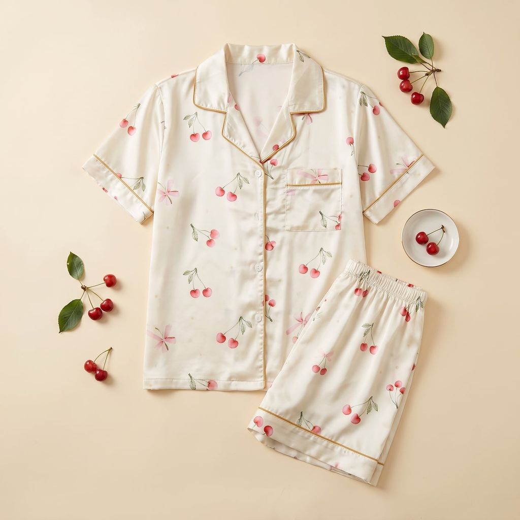 Pijama Lụa Latin TNQN - Cherry Cream