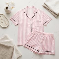 Pijama Lụa Latin TNQN - Stripe Pink