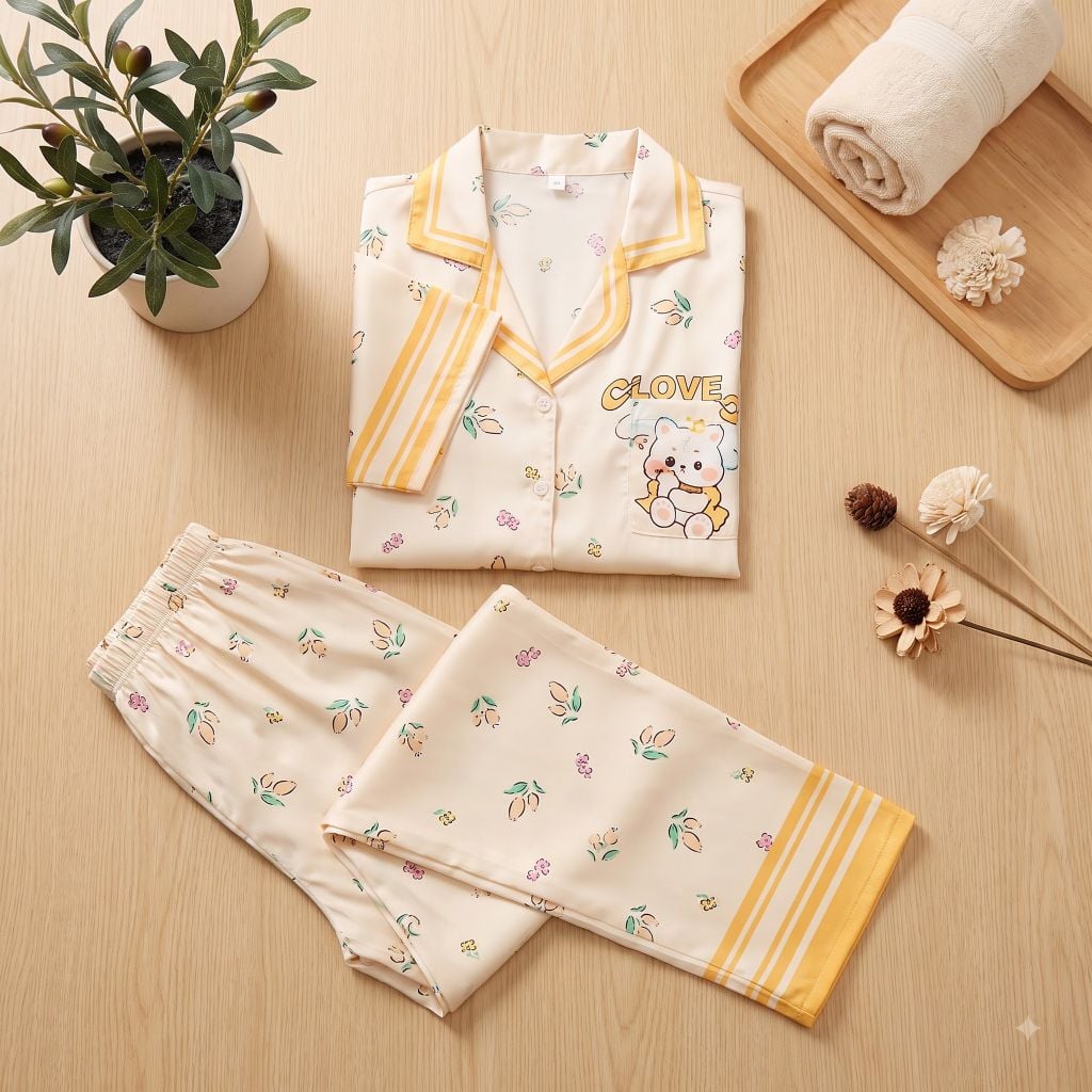 Pijama lụa Latin TNQD - Cammy Yellow