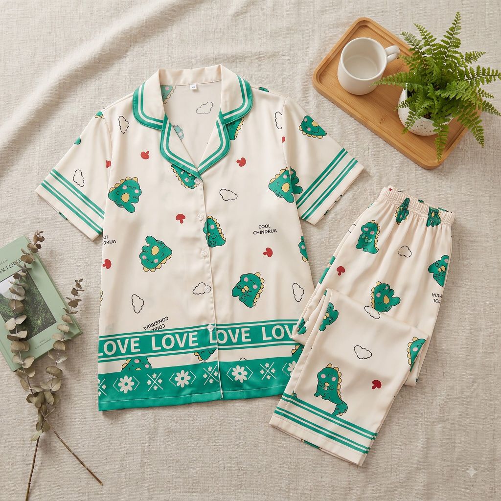 Pijama lụa Latin TNQD - Dino Green