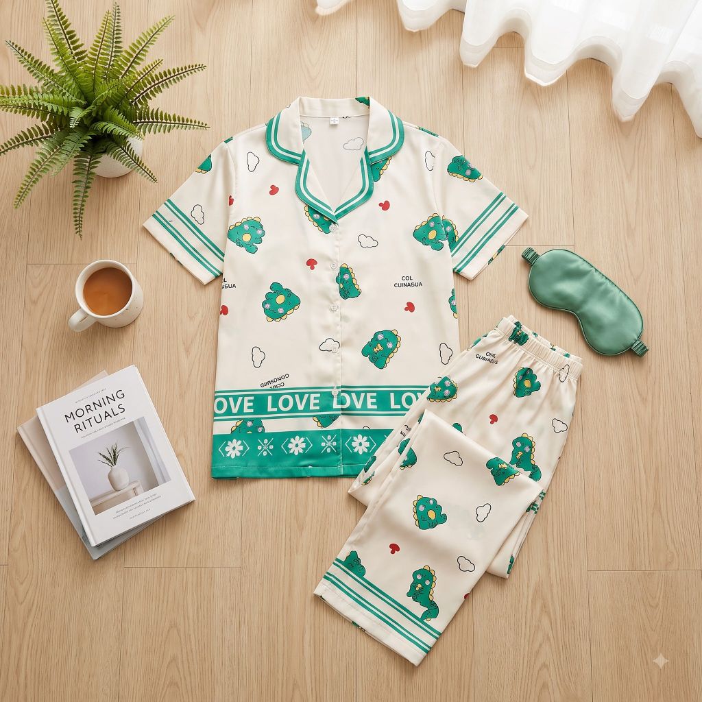 Pijama lụa Latin TNQD - Dino Green