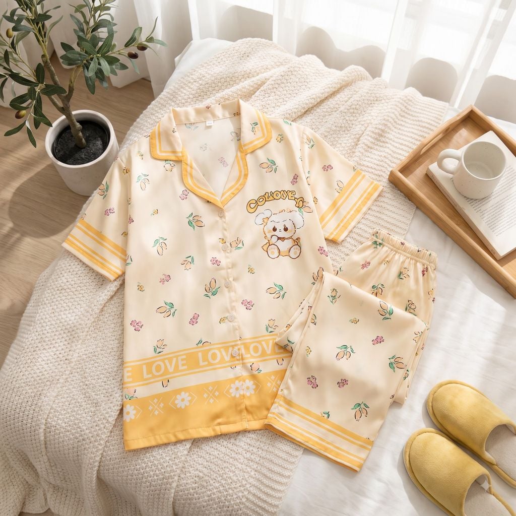 Pijama lụa Latin TNQD - Cammy Yellow