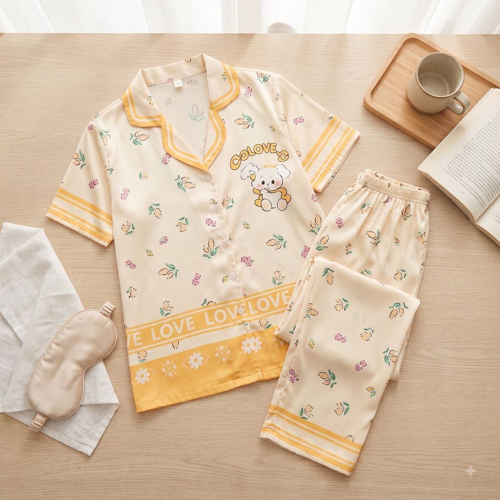 Pijama lụa Latin TNQD - Cammy Yellow