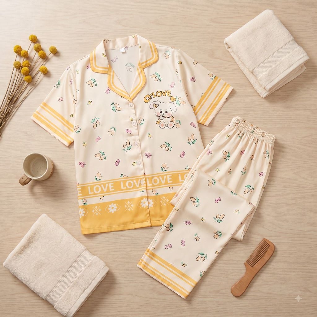 Pijama lụa Latin TNQD - Cammy Yellow